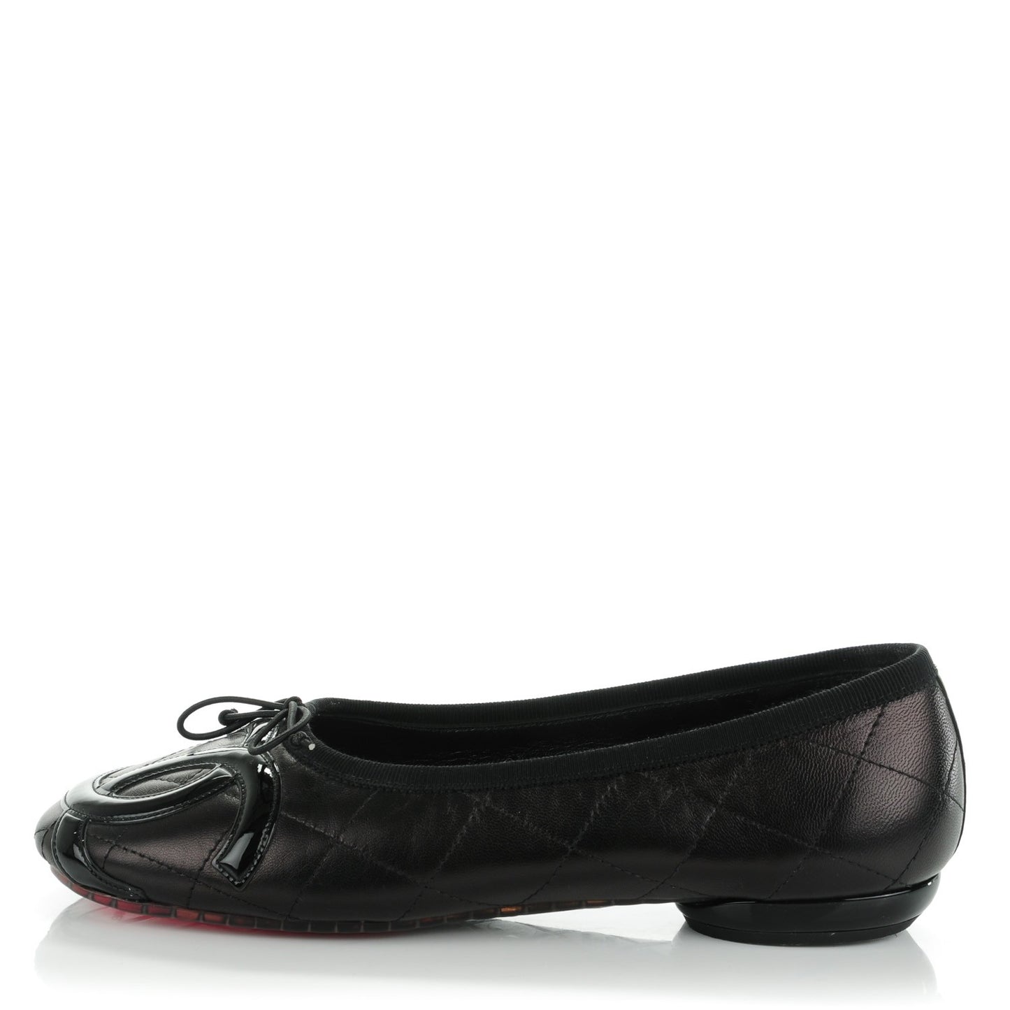 Lambskin Quilted Cambon Ballerina Flats 36.5 Black