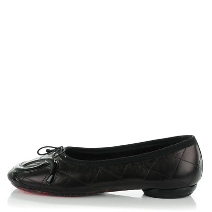 Chanel Lambskin Quilted Cambon Ballerina Flats 36.5 Black 1 of 9
