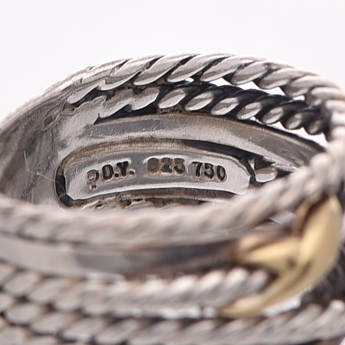 Sterling Silver 18K Yellow Gold 14mm Double X Crossover Ring 52 6