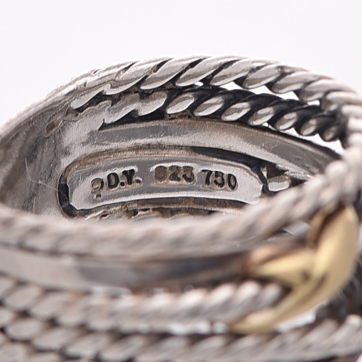 David Yurman Sterling Silver 18K Yellow Gold 14mm Double X Crossover Ring 52 6 5 of 5
