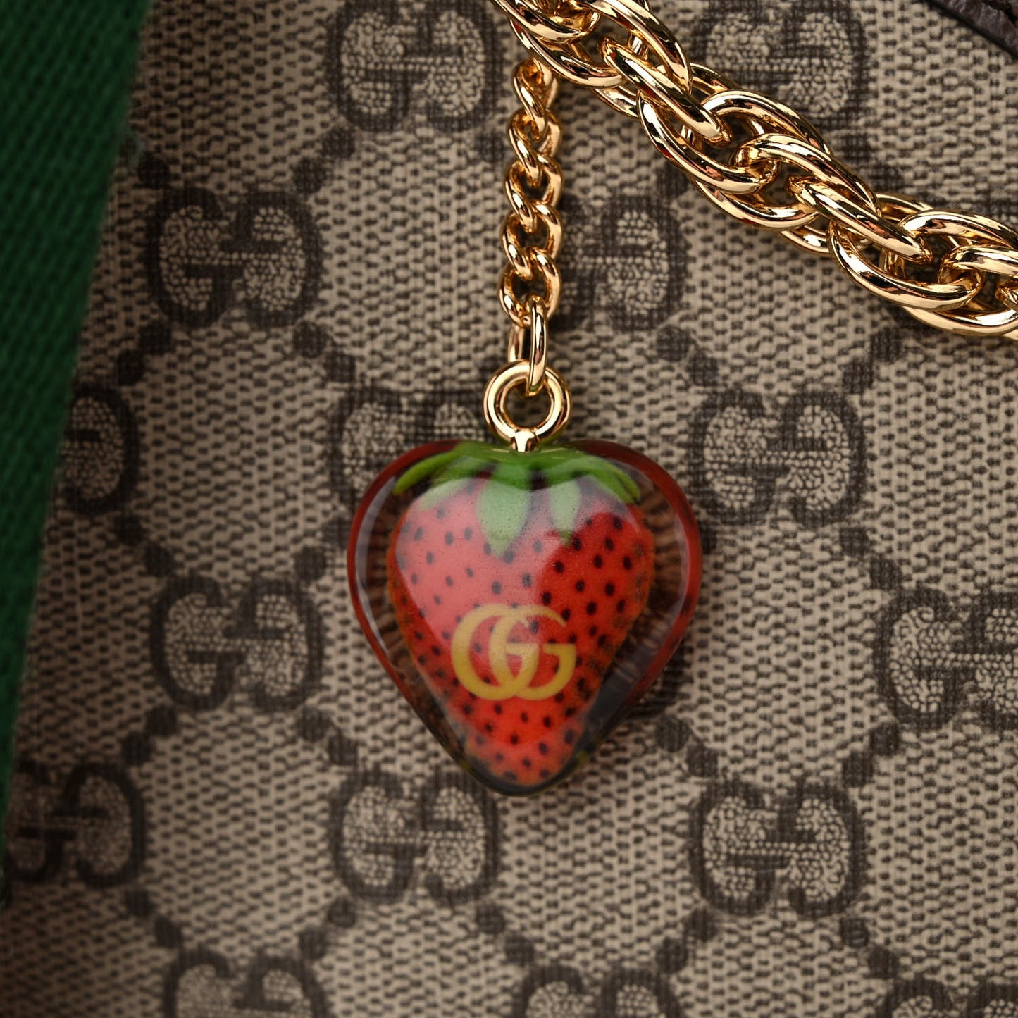 GG Supreme Monogram Textured Dollar Calfskin Web Small Ophidia GG Handbag Beige Ebony New Acero