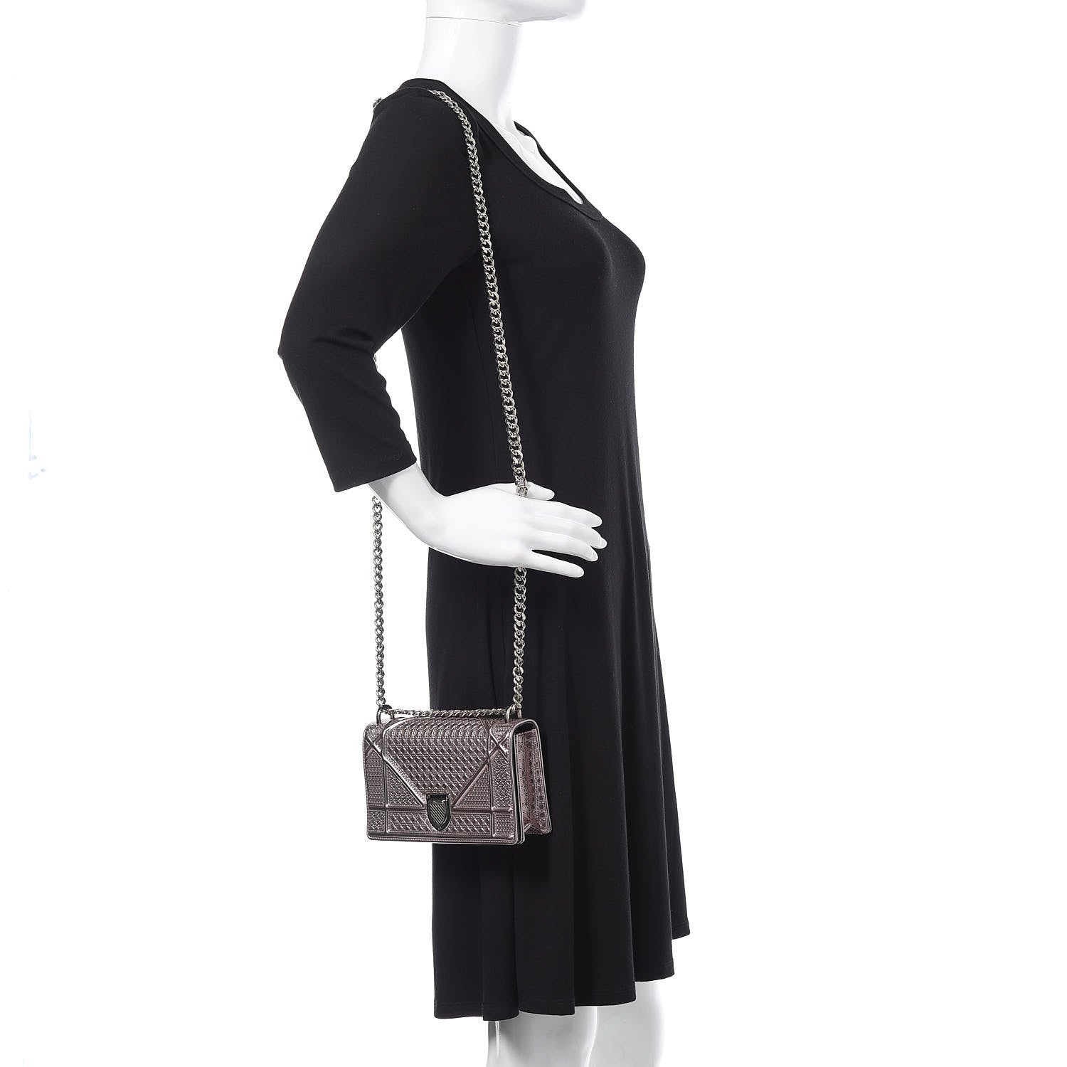 Christian Dior Metallic Patent Micro-Cannage Mini Diorama Flap Bag Pink 2 of 12