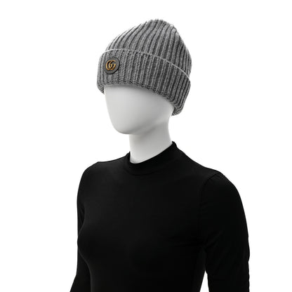 Gucci Wool Cashmere Knit Double G Beanie Hat L Light Grey 2 of 6