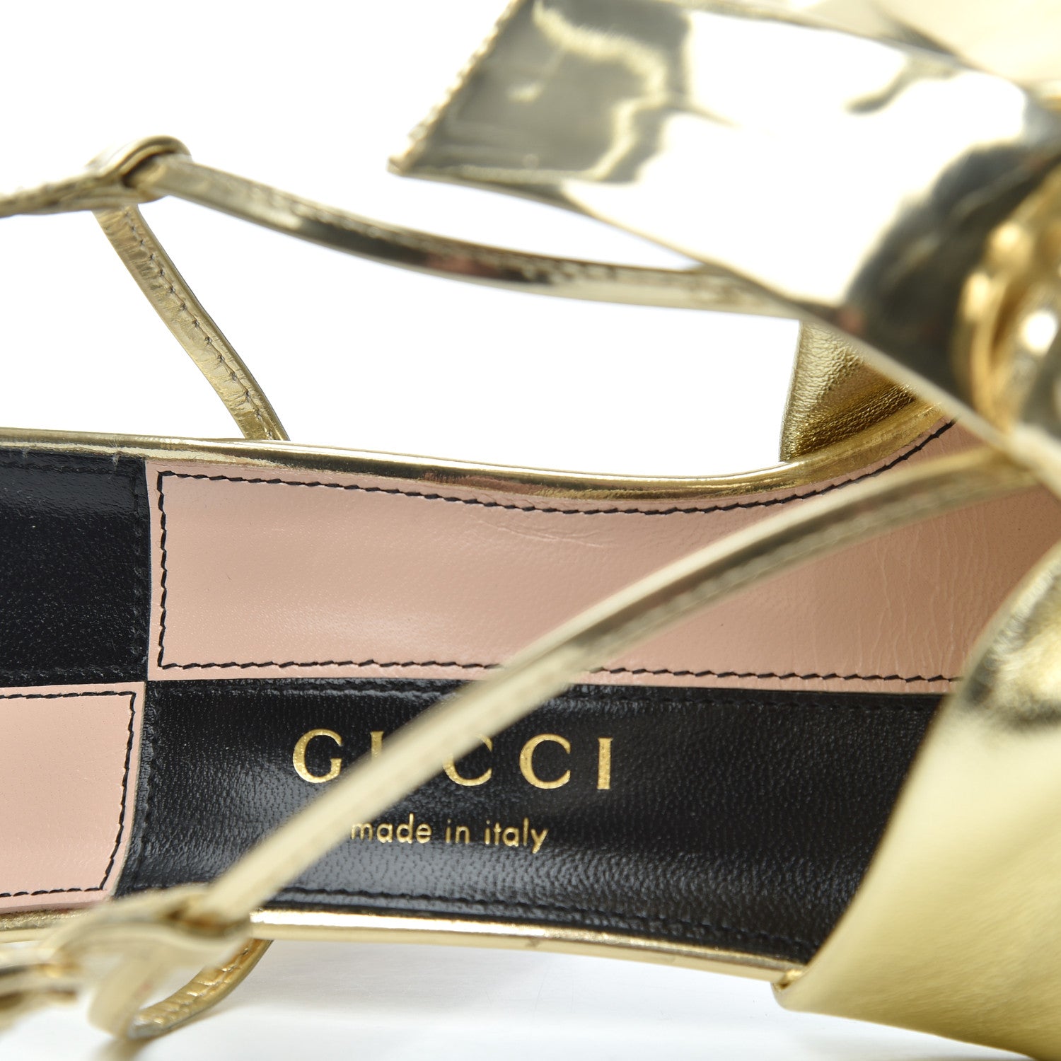 Gucci Metallic Nappa Bow Daphne High Heel Sandals 37.5 Platino 14 of 17