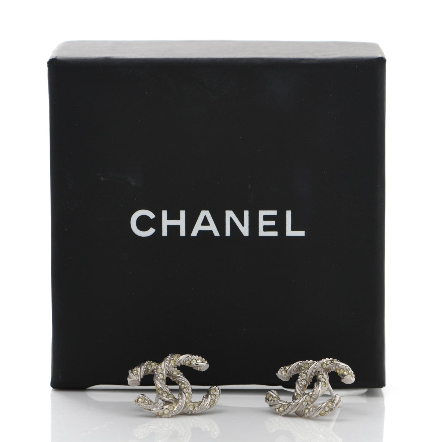 Crystal Twisted CC Earrings Silver