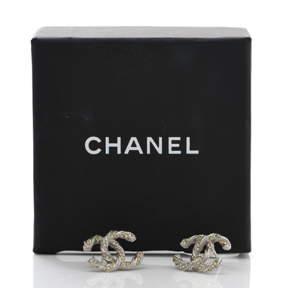 Chanel Crystal Twisted CC Earrings Silver 5 of 5