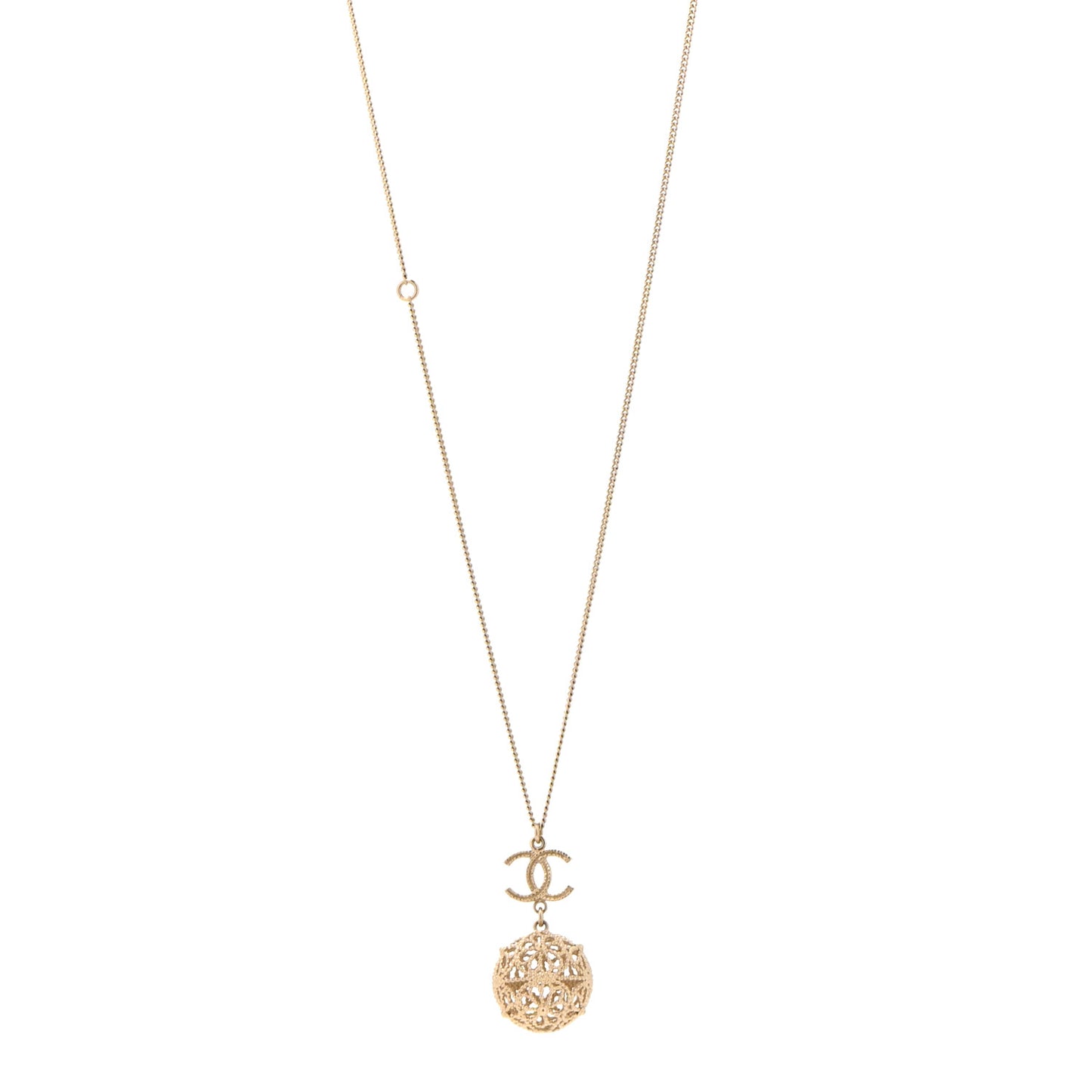 Metal CC Drop Necklace Gold