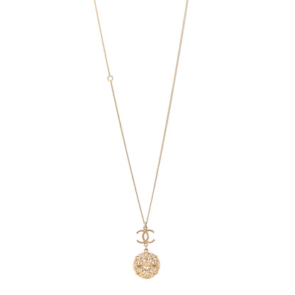 Chanel Metal CC Drop Necklace Gold 1 of 7