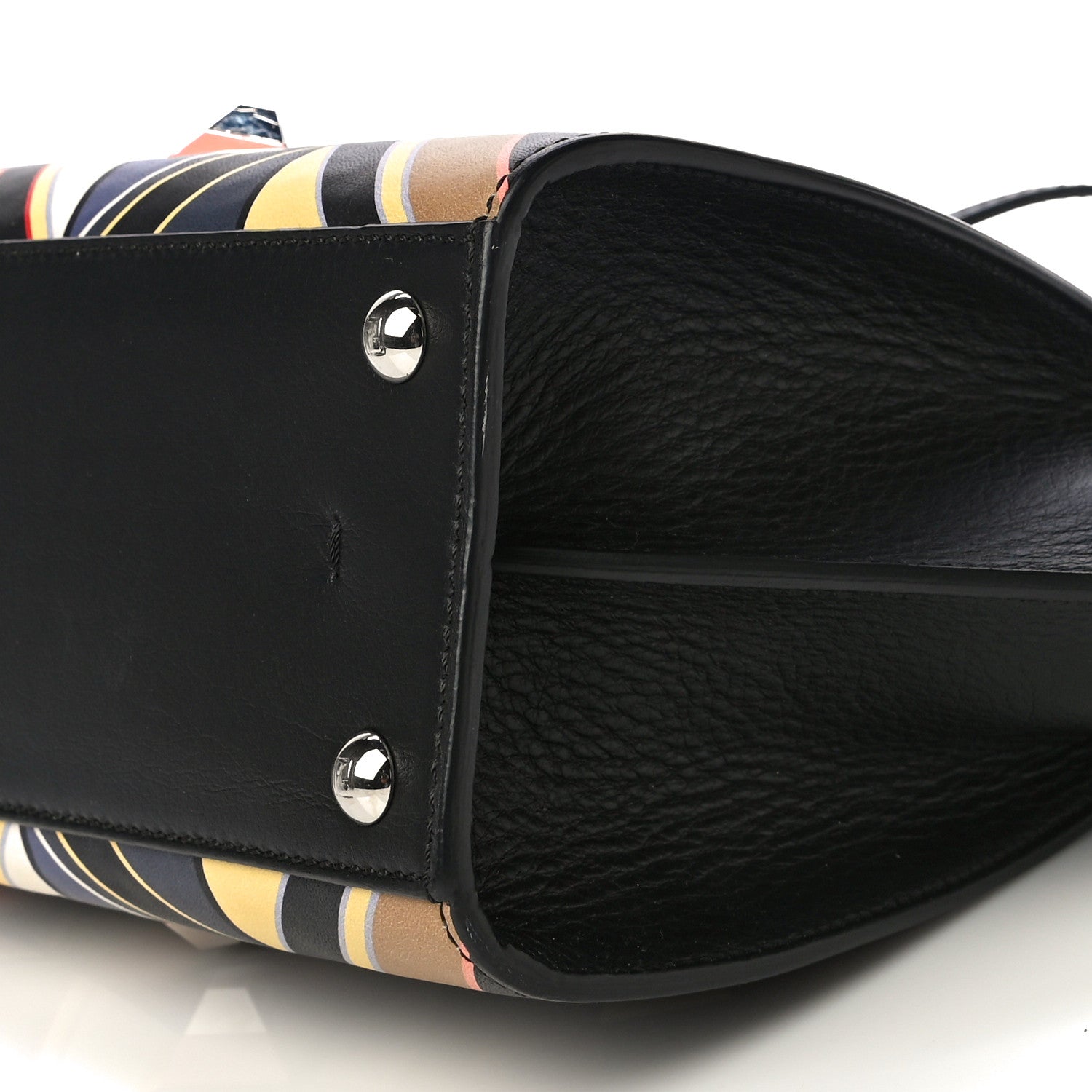 Fendi Calfskin Studded Diamond Mini 3Jours Tote Black Multicolor 7 of 17