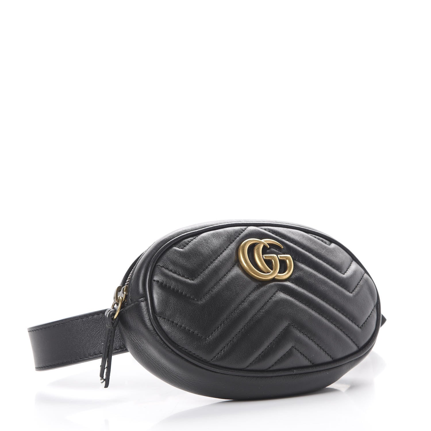 Gucci Calfskin Matelasse GG Marmont Belt Bag 85 34 Black 3 of 13