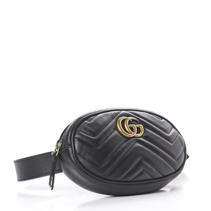 Gucci Calfskin Matelasse GG Marmont Belt Bag 85 34 Black 3 of 13