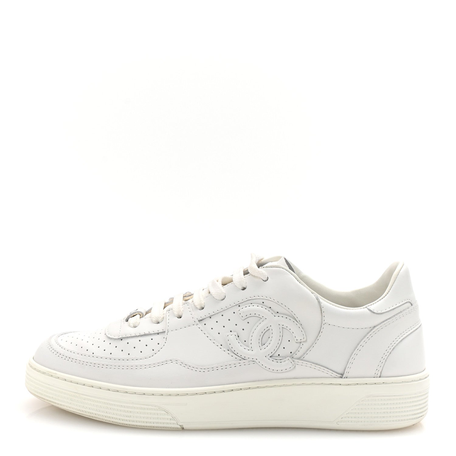 Chanel Calfskin CC Womens Sneakers 39 White 1 of 10