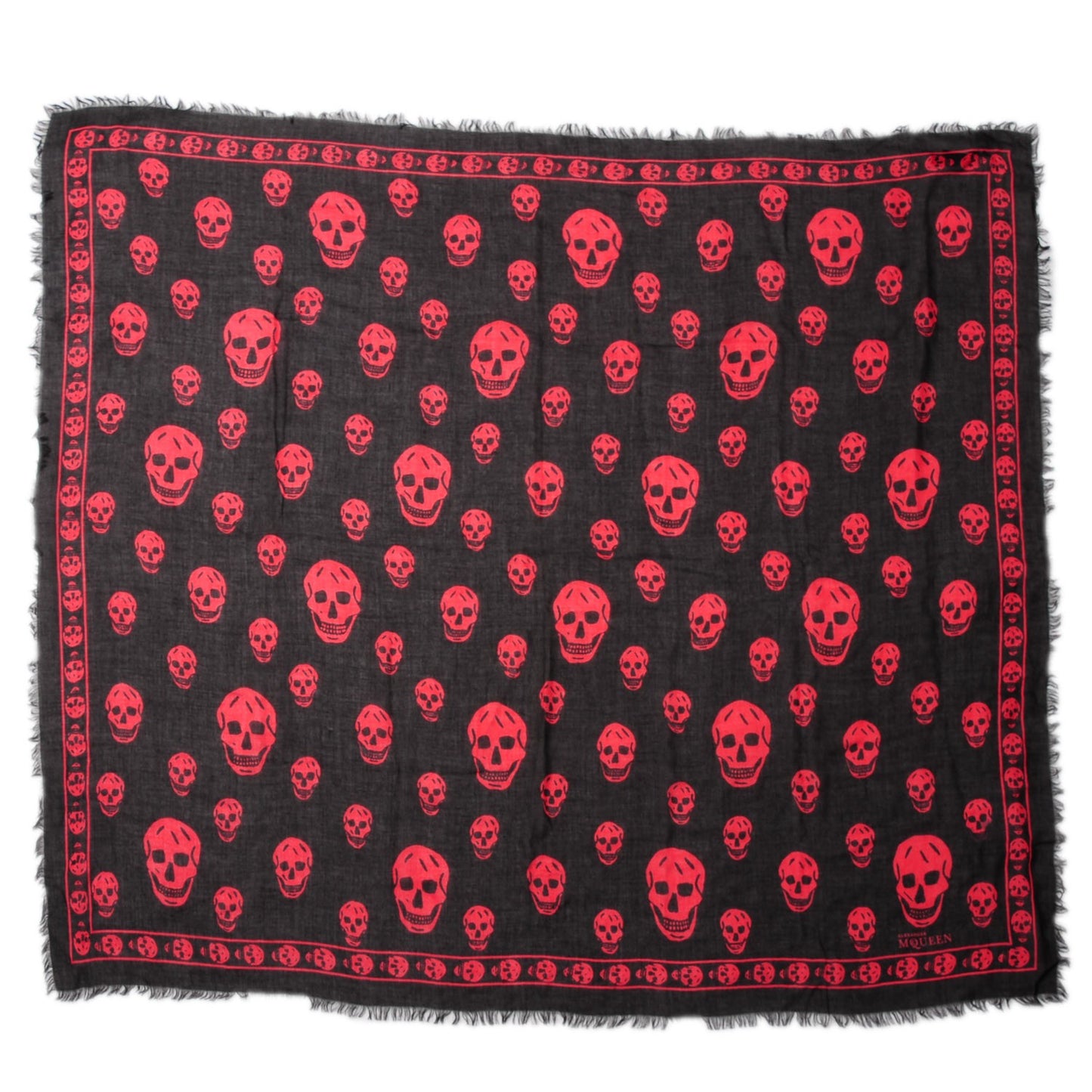 Modal Silk Skull Scarf Black Red
