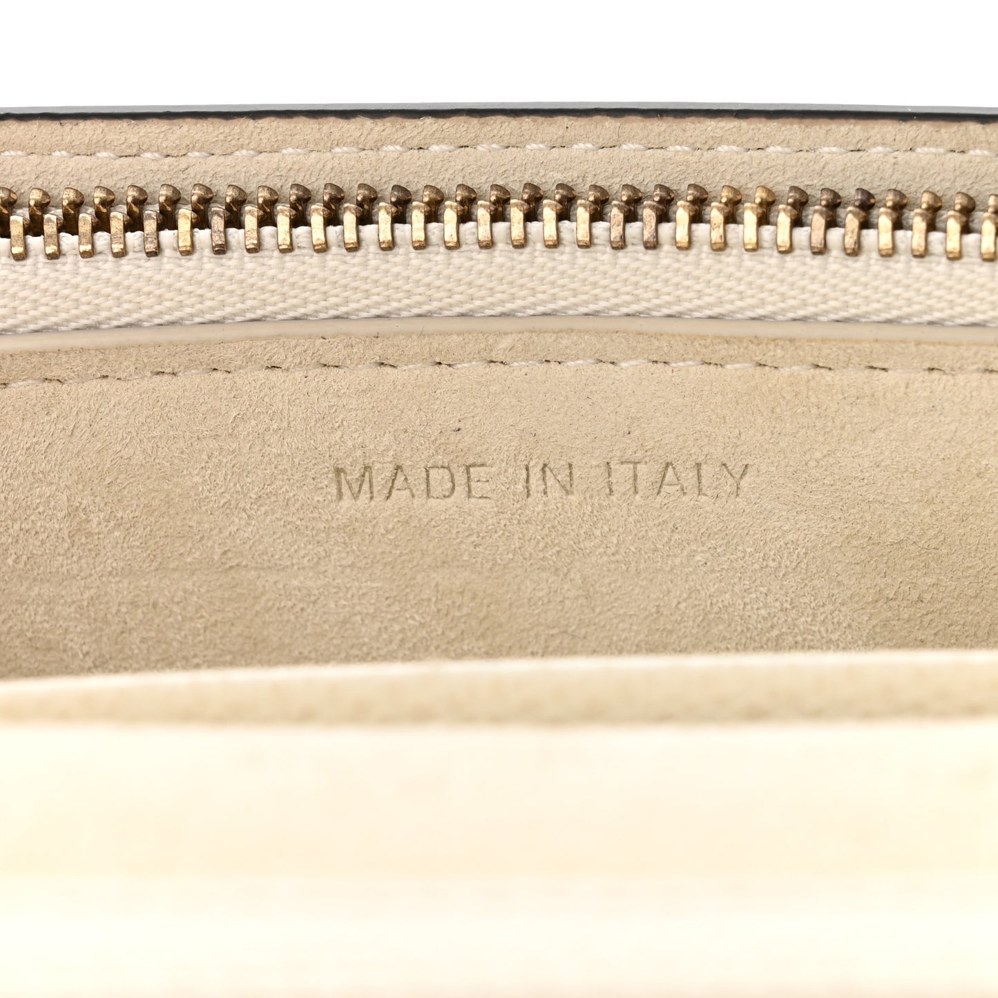 Grained Calfskin Saddle Chain Pouch Off White