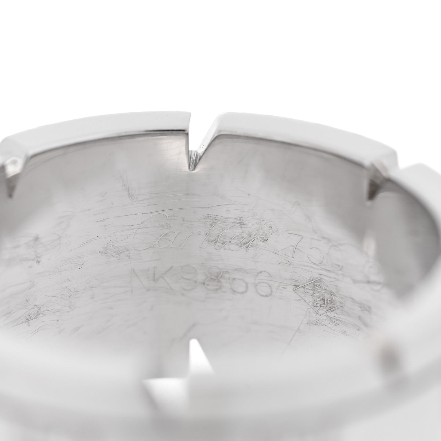 18K White Gold Diamond 11mm Tank Francaise Ring 59 8.75