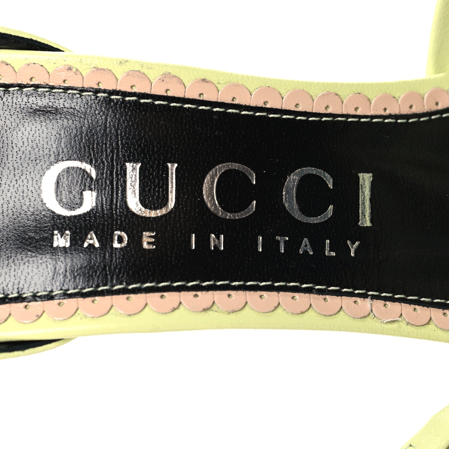 Gucci Nappa Charlotte GG Ankle Strap High Heel Sandals 39 Pistachio Green 8 of 9
