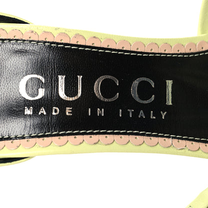 Gucci Nappa Charlotte GG Ankle Strap High Heel Sandals 39 Pistachio Green 8 of 9