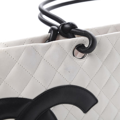 Chanel Calfskin Quilted Large Cambon Tote White Black 16 of 18