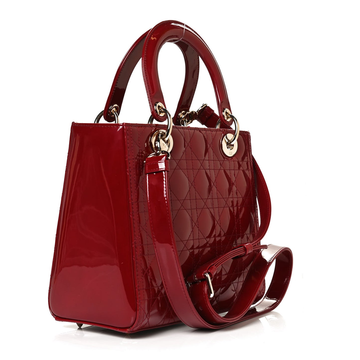 Patent Cannage Medium Lady Dior Red