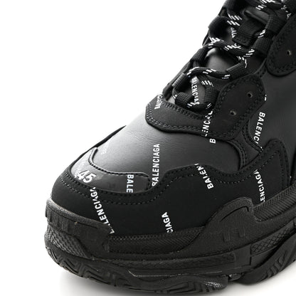 Balenciaga Technical Fabric Allover Logo Mens Triple S Sneakers 45 Black White 9 of 11