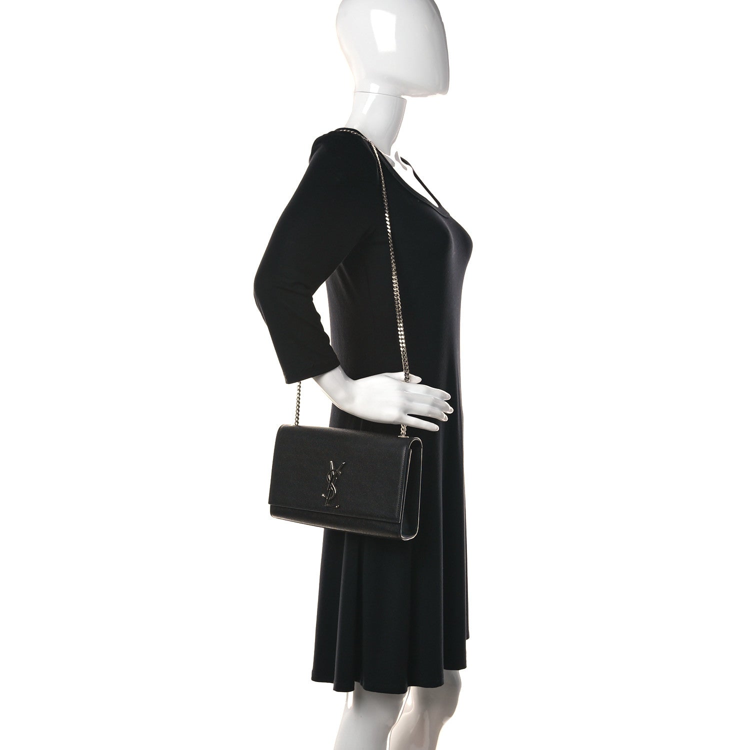 Saint Laurent Grain De Poudre Medium Classic Monogram Kate Satchel Black 2 of 10