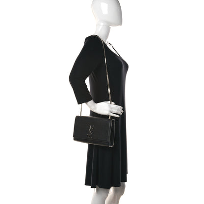 Saint Laurent Grain De Poudre Medium Classic Monogram Kate Satchel Black 2 of 10