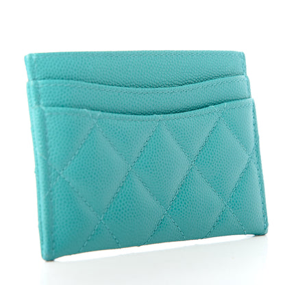 Chanel Caviar Quilted Card Holder Turquoise 3 of 9