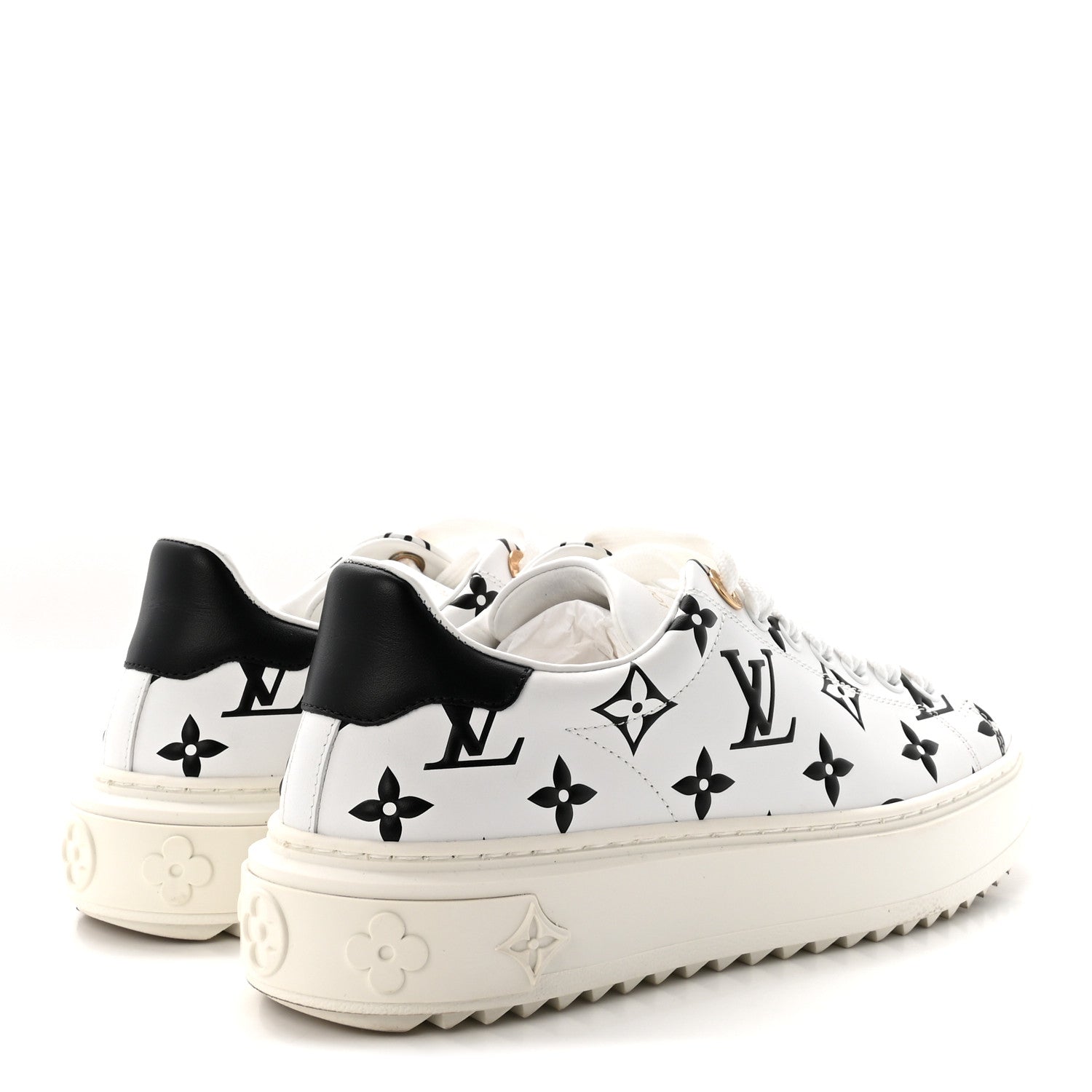Louis Vuitton Calfskin Monogram Debossed Time Out Sneakers 35 Black 5 of 9