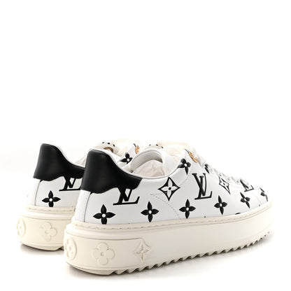 Louis Vuitton Calfskin Monogram Debossed Time Out Sneakers 35 Black 5 of 9