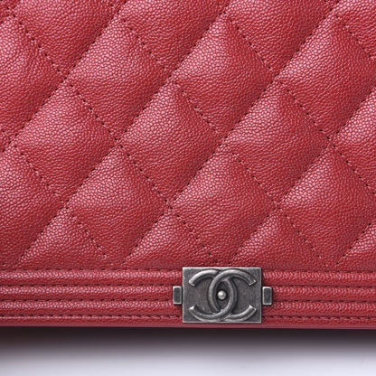 Chanel Caviar Quilted Boy Wallet On Chain WOC Red 11 of 12