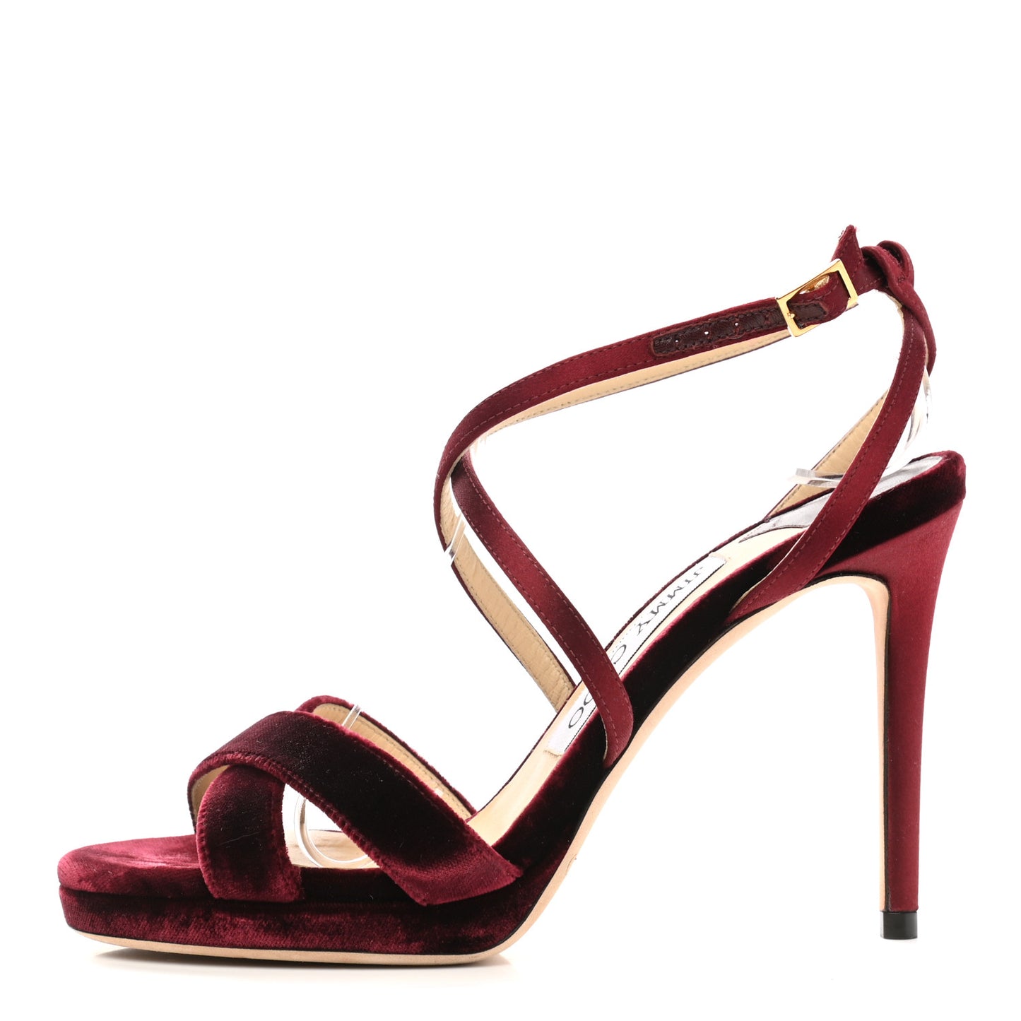 Velvet Satin Lola 120 Platform Sandals 35.5 Bordeaux