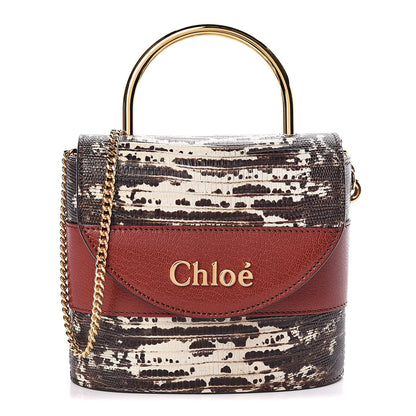 Chloe Calfskin Lizard Embossed Small Aby Lock Sepia Brown 1 of 9