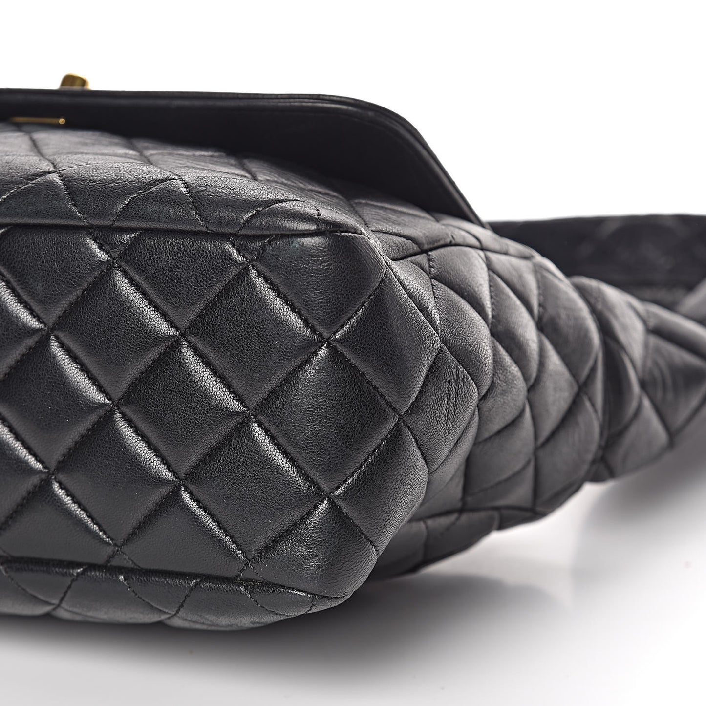 Lambskin Quilted Flap Shoulder Bag Black