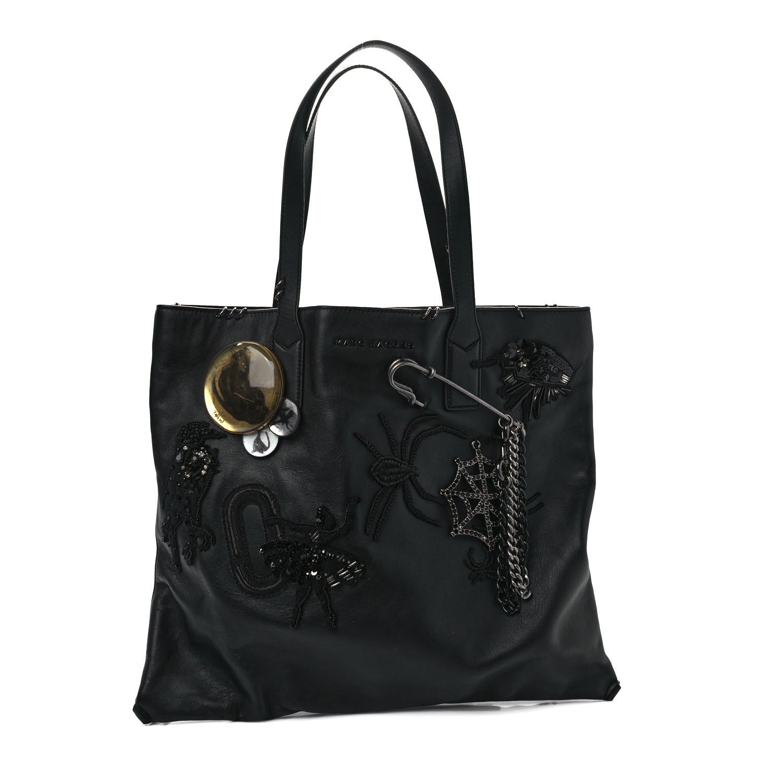 Marc Jacobs Calfskin Large Wingman Badges Shopping Tote Black 1 of 12