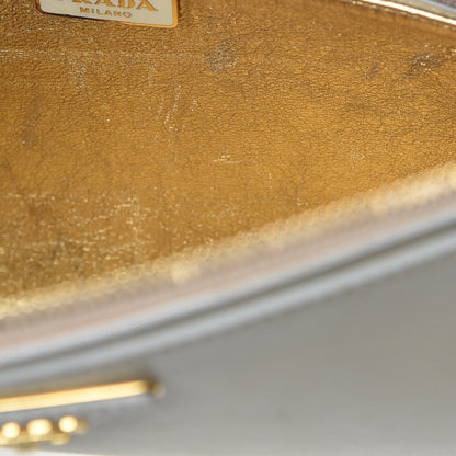 Prada Saffiano Vernice Studded Clutch Talco 8 of 10