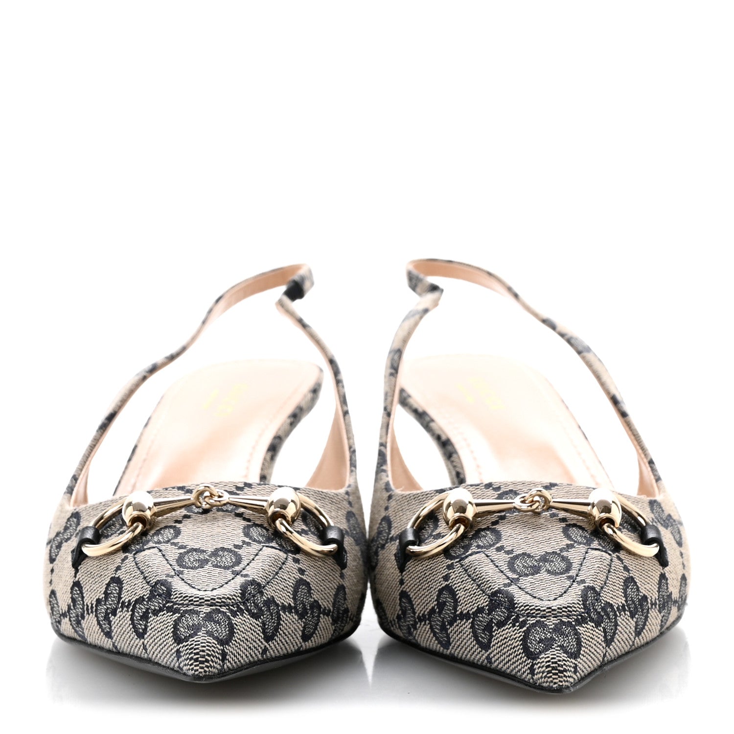 Gucci Monogram Horsebit 35mm Slingback Pumps 39.5 Beige Blue 3 of 10
