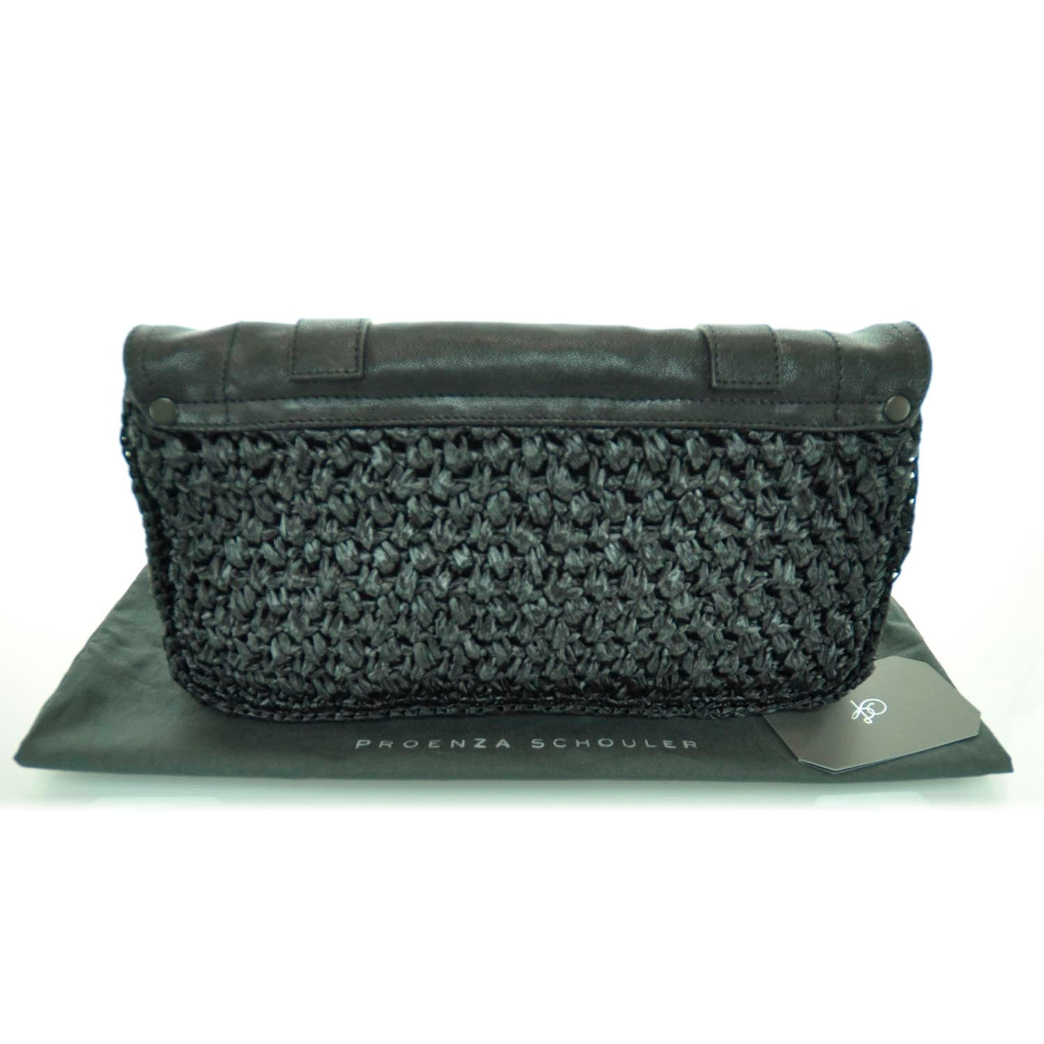 Proenza Schouler Raffia Leather PS1 Clutch Black 3 of 11
