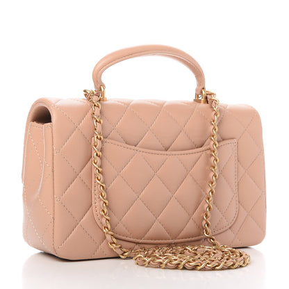Chanel Lambskin Quilted Mini Top Handle Rectangular Flap Beige 3 of 11