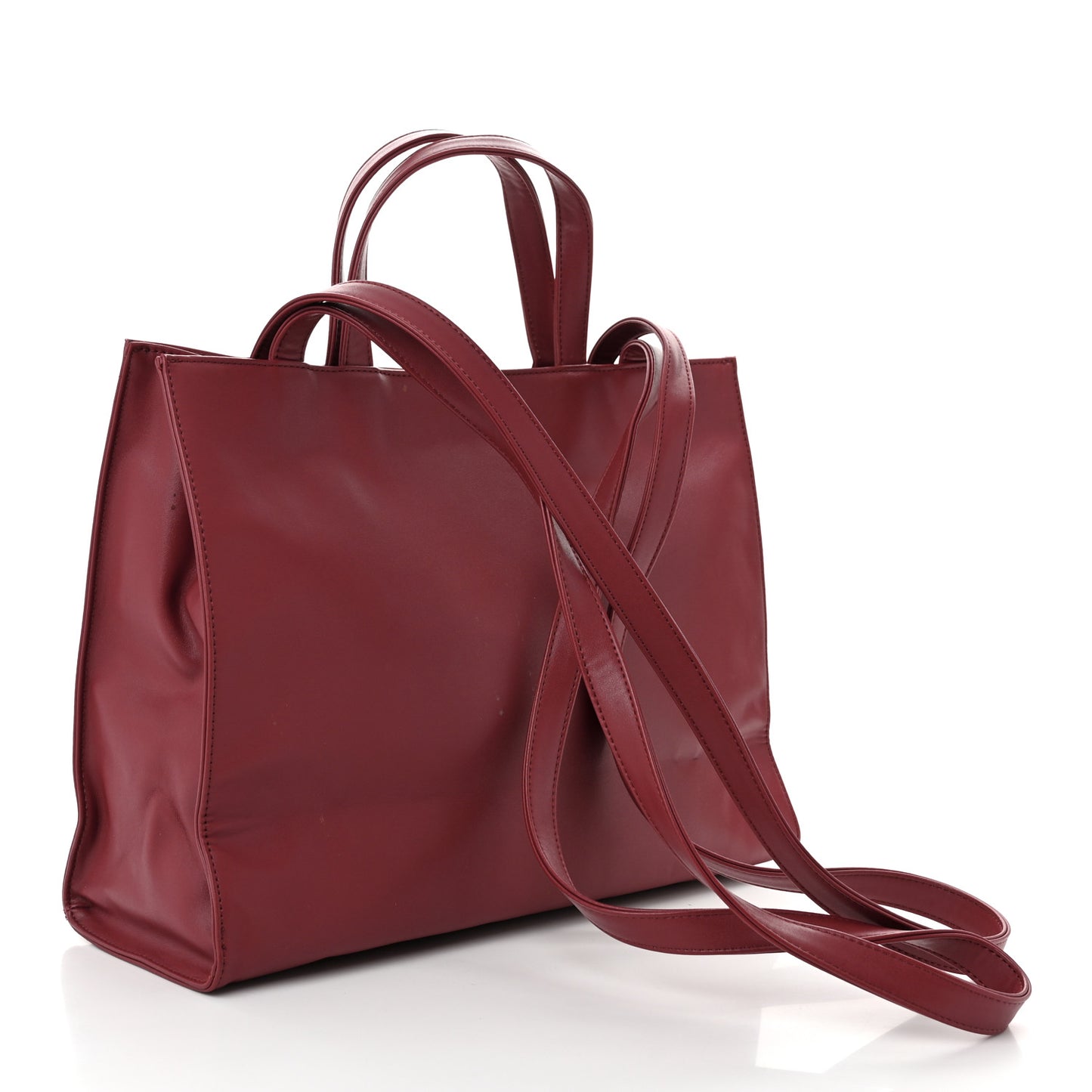 Vegan Leather Medium Shopping Bag Oxblood