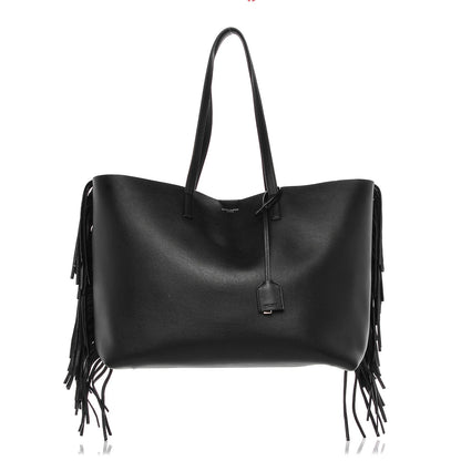 Saint Laurent Calfskin Large Fringe Shopping Tote Black 1 of 8