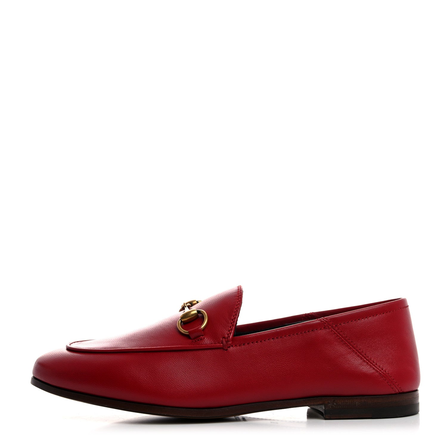 Gucci Lambskin Womens Brixton Horsebit Loafers 35 Hibiscus Red 1 of 9