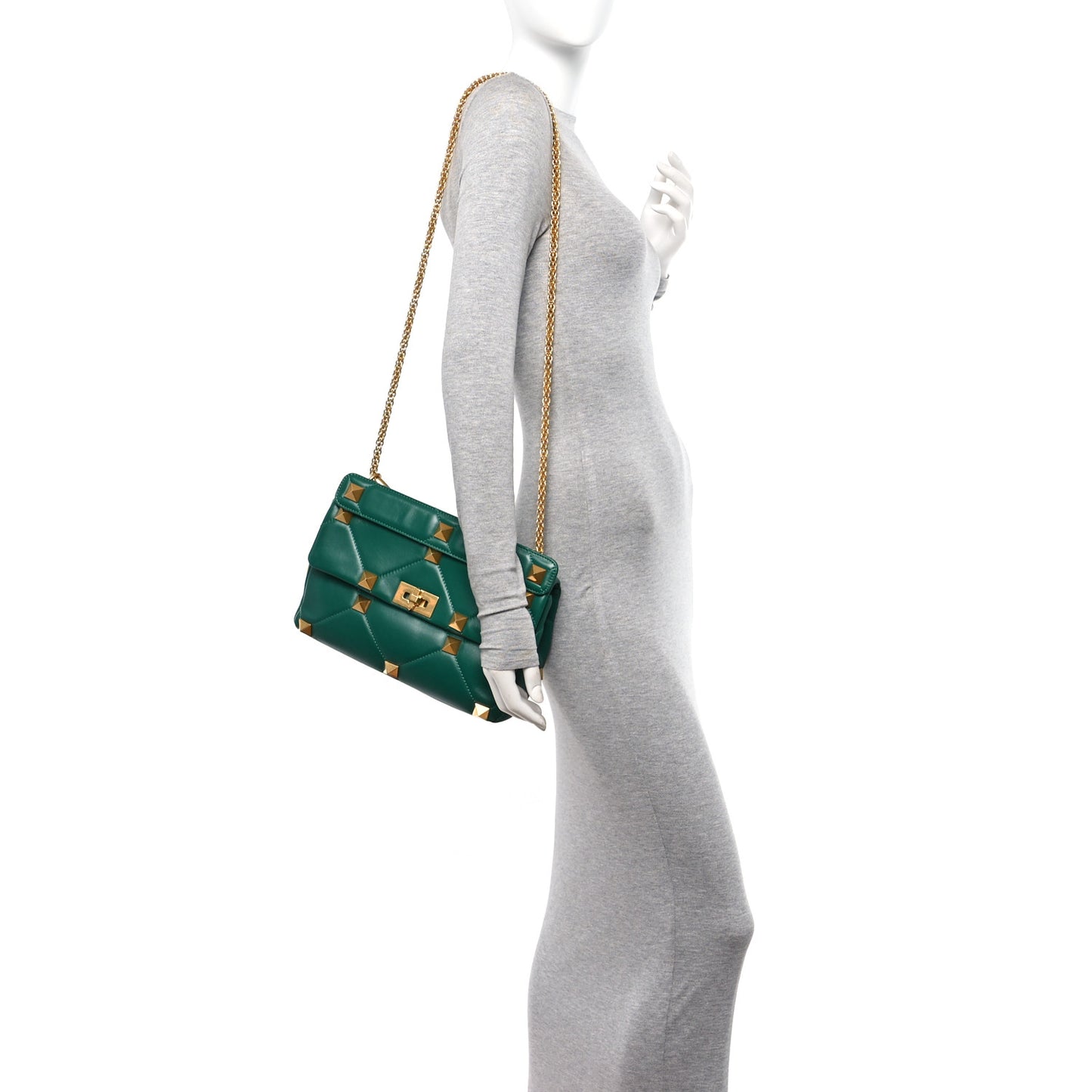 Nappa Roman Stud Shoulder Bag Jungle
