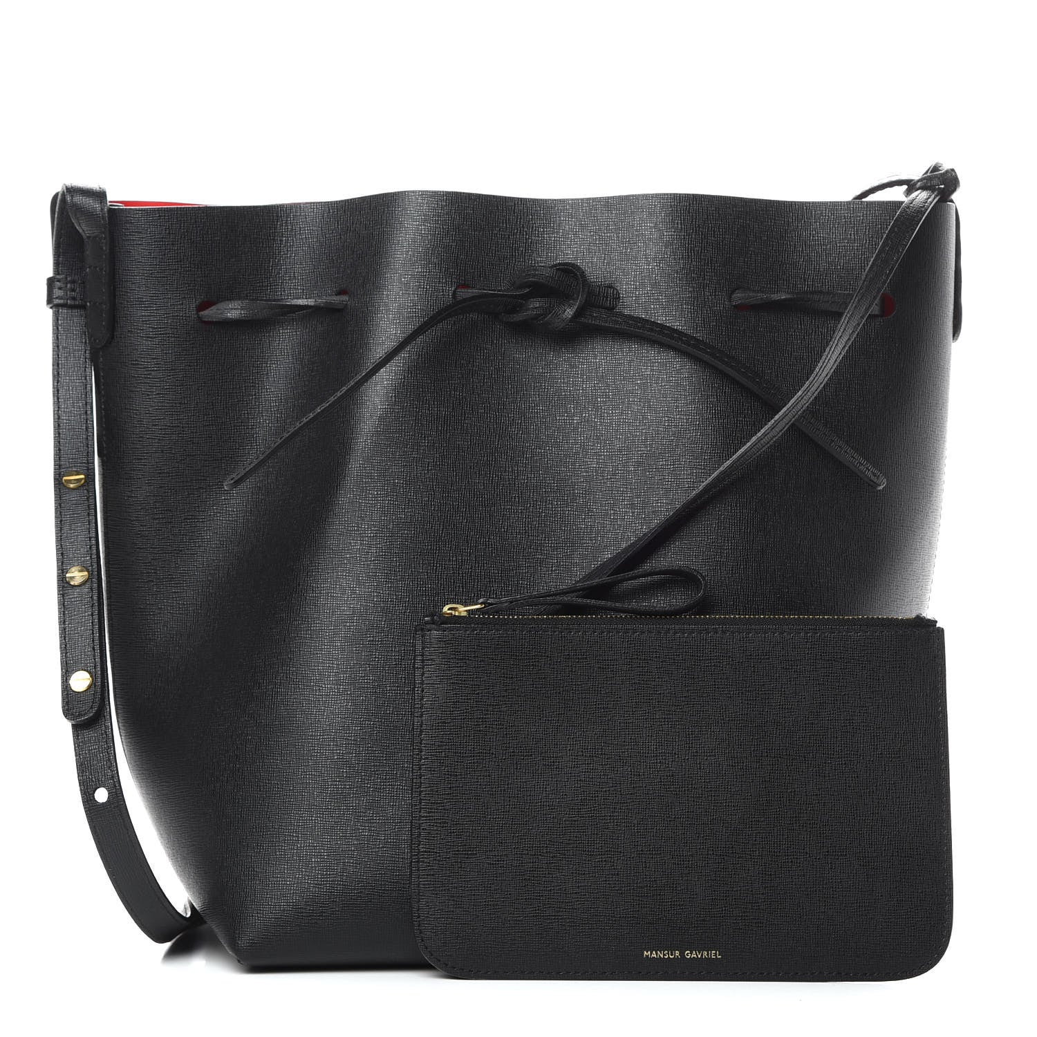 Mansur Gavriel Saffiano Bucket Bag Black Flamma 8 of 12