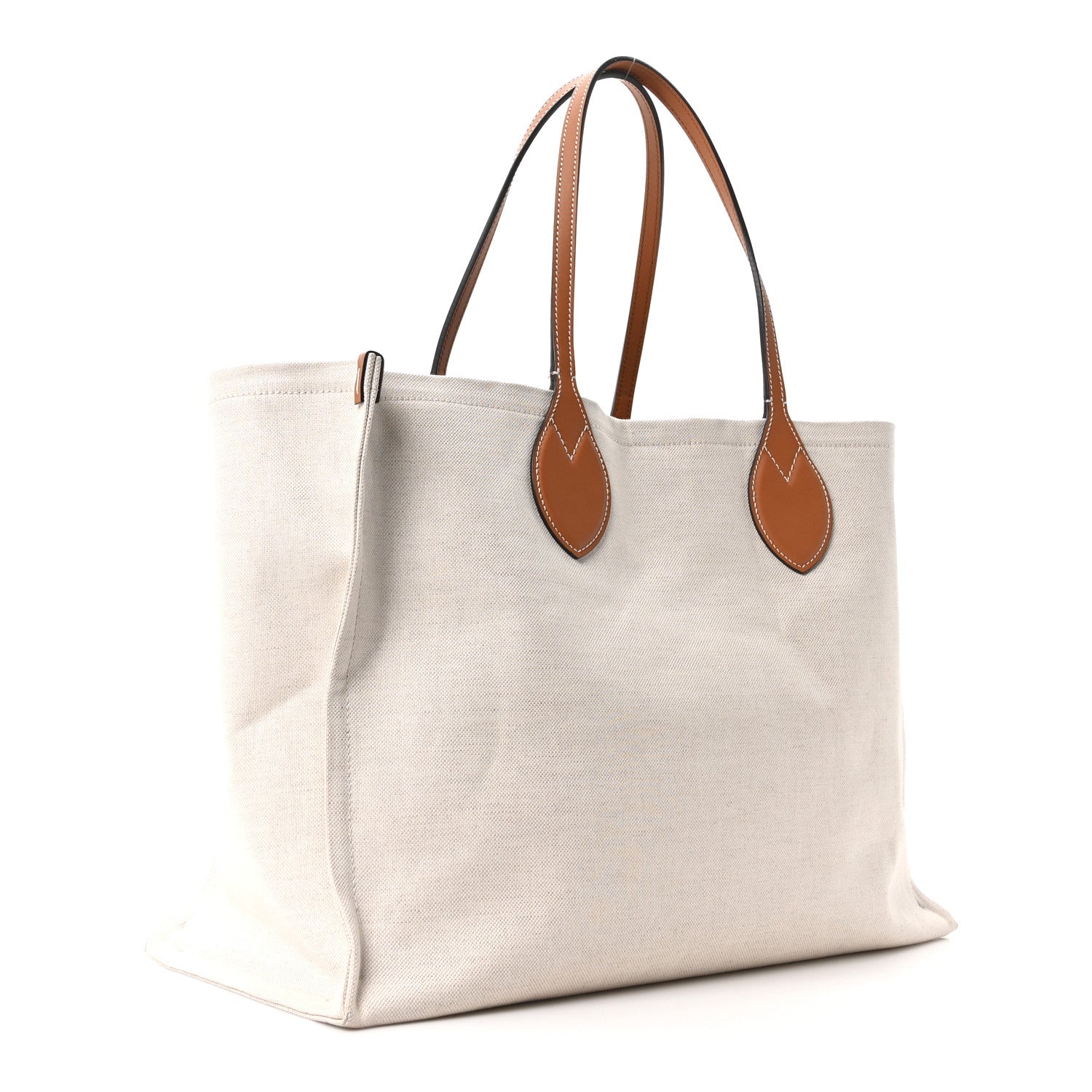 Gucci Canvas Calfskin Logo Maxi Tote Bag Beige Light Brown 4 of 11