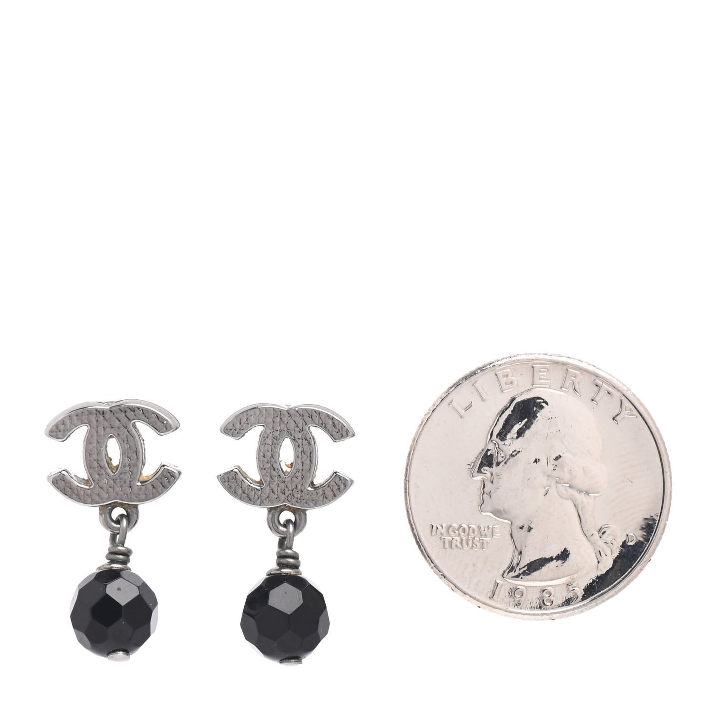 Ruthenium Bead CC Drop Earrings Black
