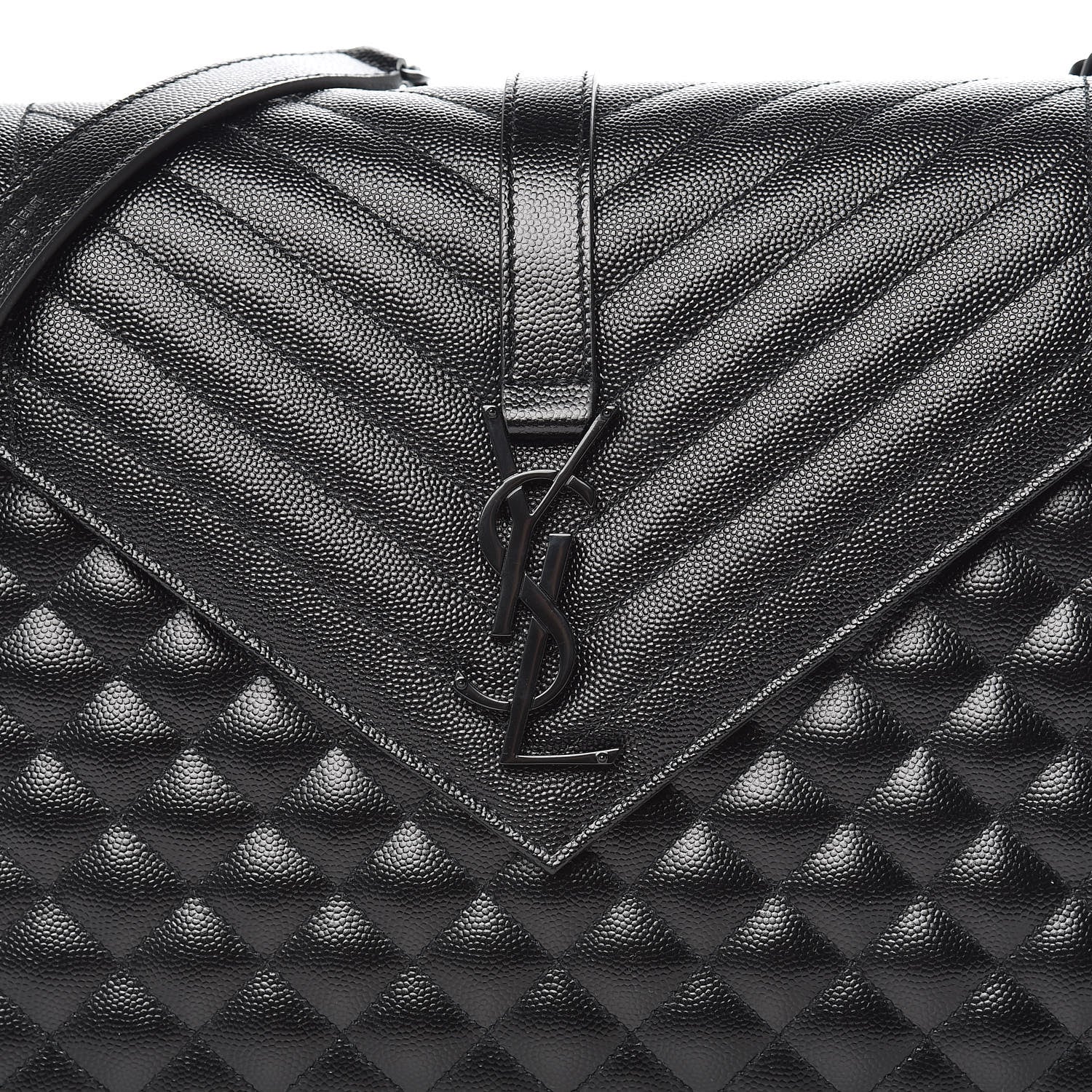 Saint Laurent Grain De Poudre Textured Mixed Matelasse Large Triquilt Monogram Monochrome Satchel Black 10 of 10