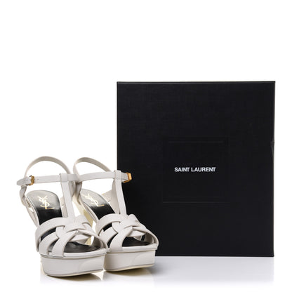 Saint Laurent Calfskin Tribute 75 Platform Sandals 40 White 12 of 12