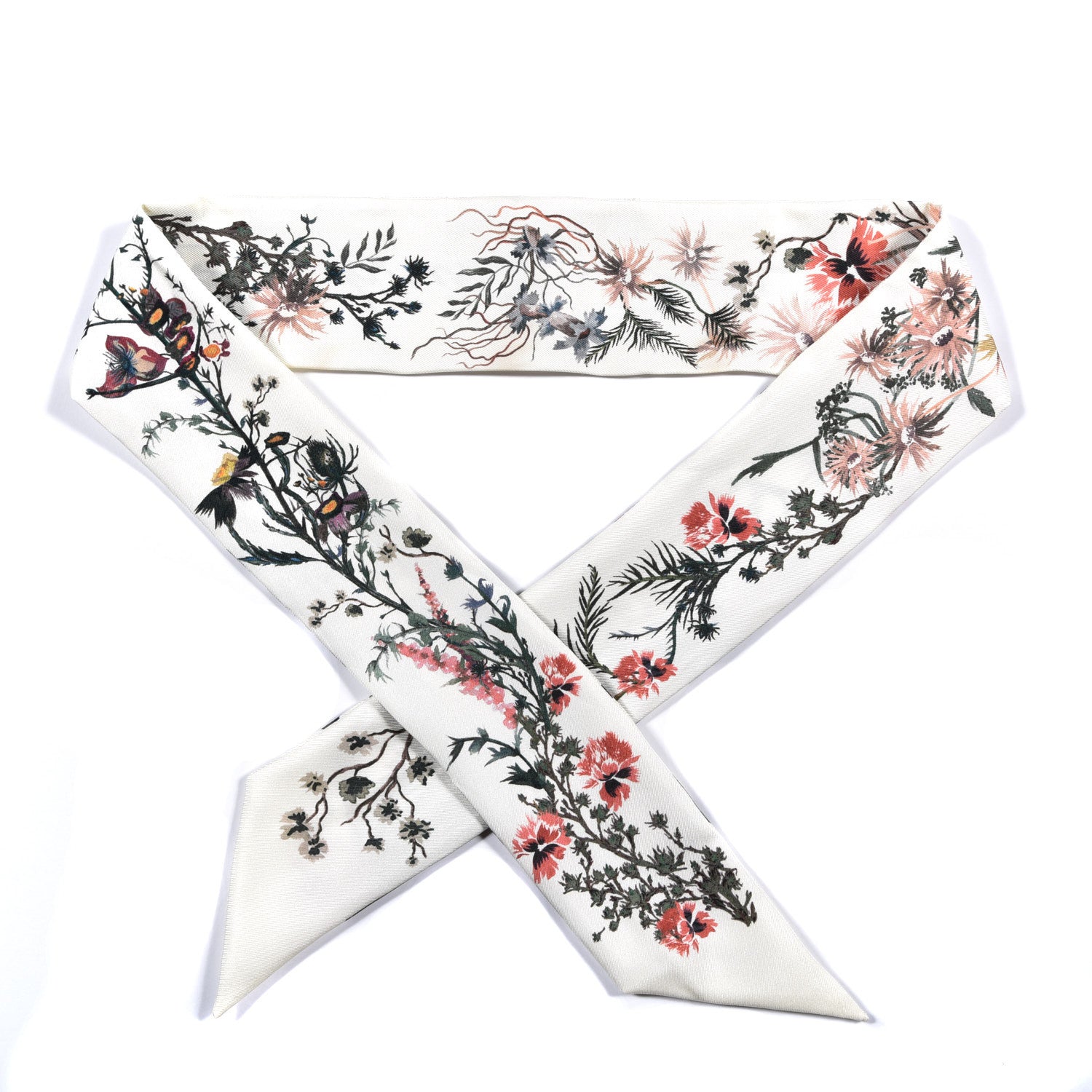 Christian Dior Silk Jardin Champetre Mitzah Scarf White 1 of 4