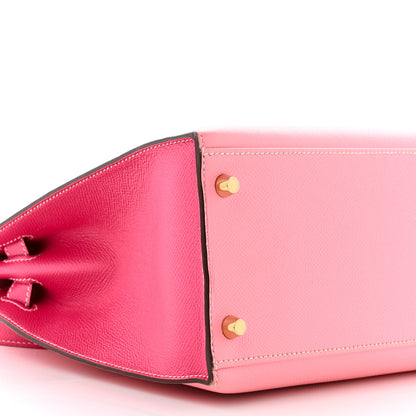 Hermes Epsom Bi-Color Horseshoe Kelly Sellier 28 Rose Confetti Rose Tyrien 9 of 14