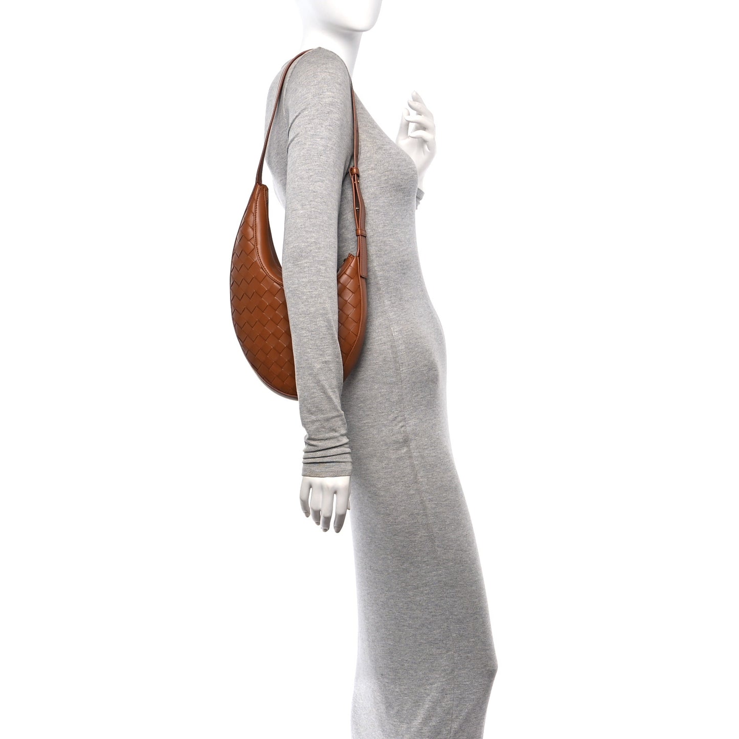 Nappa Intrecciato Small Drop Shoulder Bag Wood